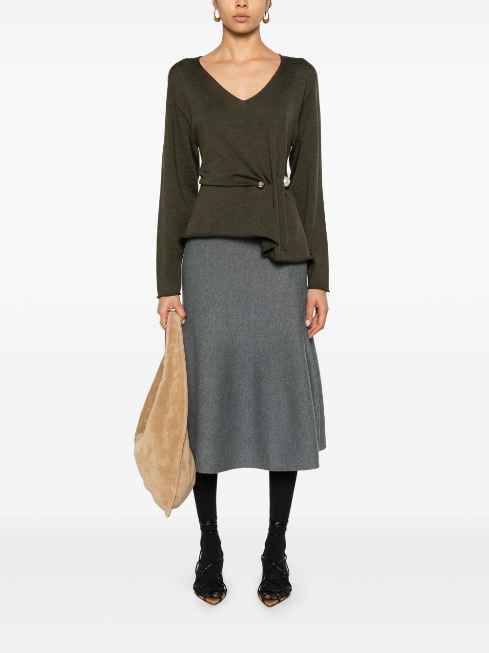 Khaite KHAITE- Odil Wool Midi Skirt