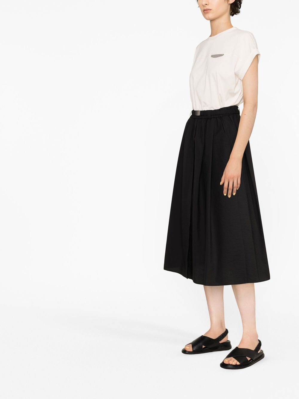 Brunello Cucinelli BRUNELLO CUCINELLI- Cotton Flared Midi Skirt