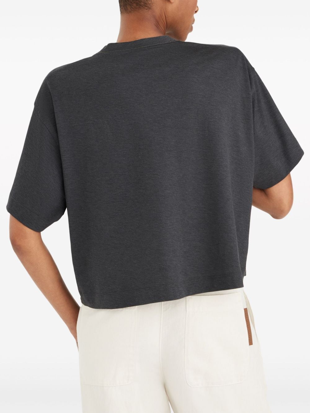 Brunello Cucinelli BRUNELLO CUCINELLI- Light Jersey Cropped T-shirt