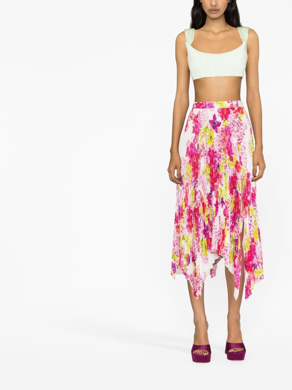 Versace VERSACE- Printed Silk Long Skirt