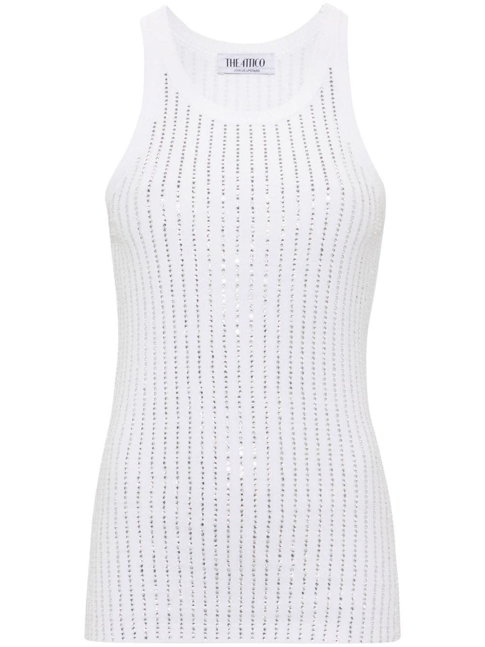 The Attico THE ATTICO- Strass Embellished Cotton Top