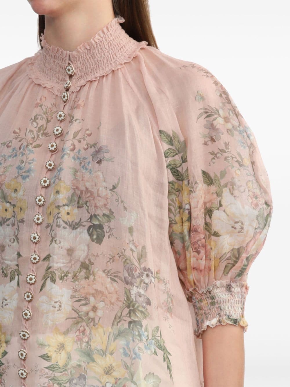 Zimmermann ZIMMERMANN- Floral Print Short Sleeve Blouse