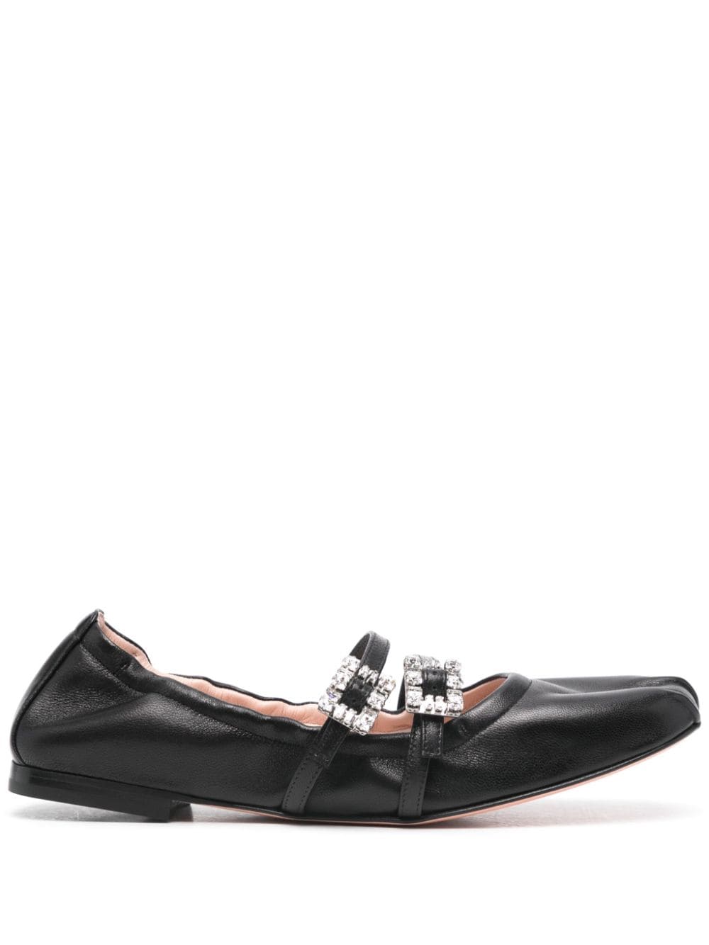 Roger Vivier ROGER VIVIER- Mini Strap Strass Leather Ballet Flats