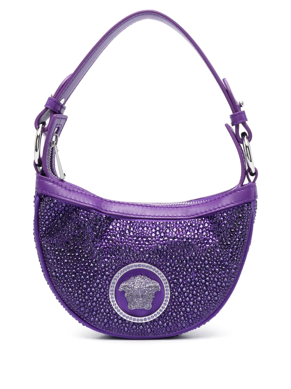 Versace VERSACE- Rhinestones Detail Satin Shoulder Bag