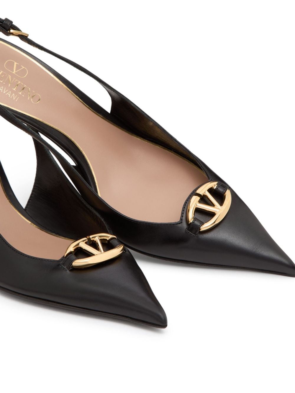 VALENTINO GARAVANI VALENTINO GARAVANI- Vlogo Bold Leather Slingback Pumps