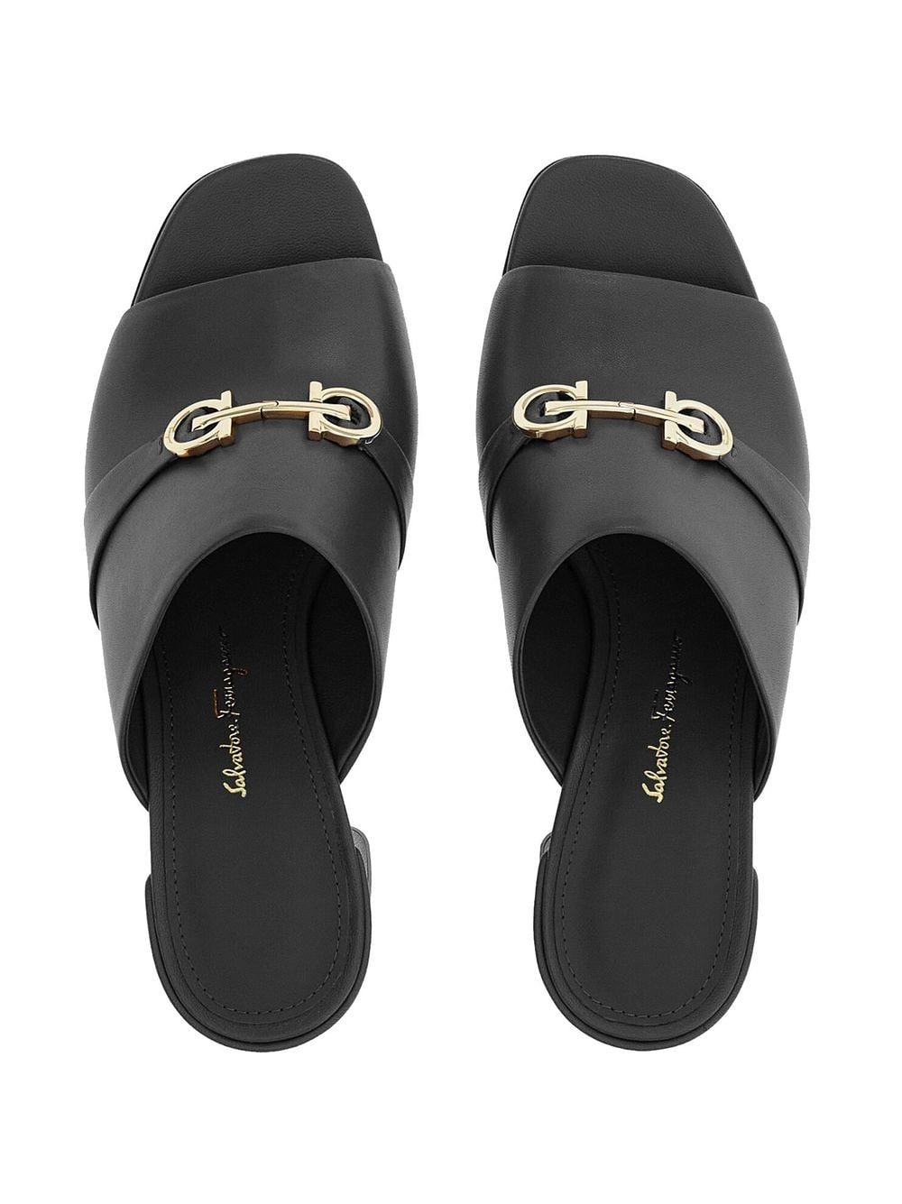 Ferragamo FERRAGAMO- Double Gancio Leather Mules