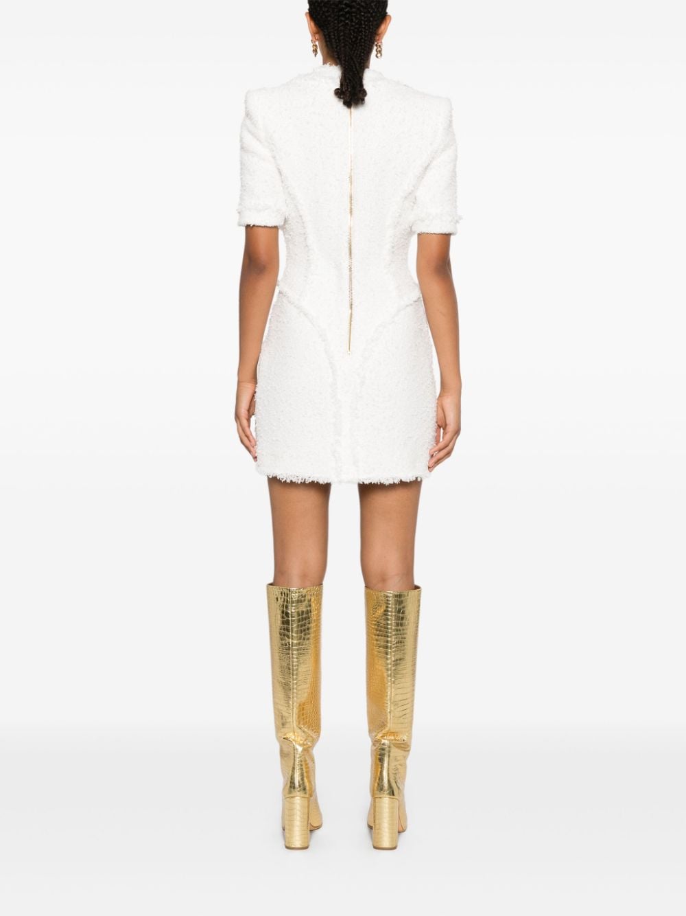 Balmain BALMAIN- Buttoned Tweed Short Dress