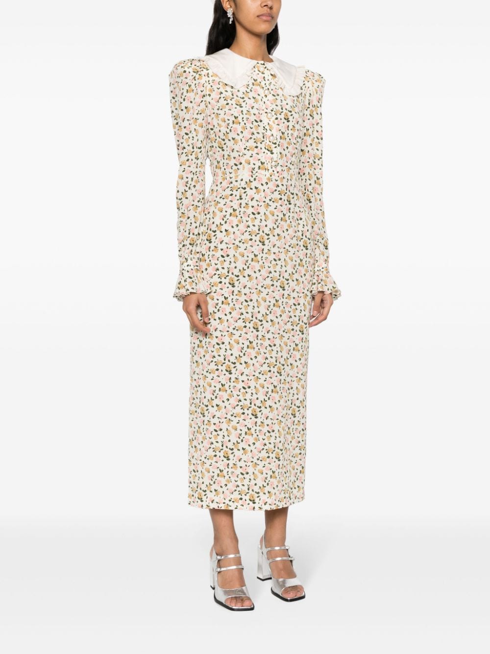 Alessandra Rich ALESSANDRA RICH- Flower Print Silk Long Dress