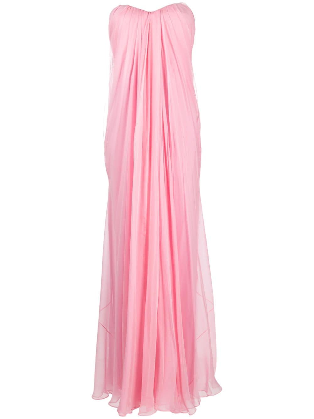 Alexander McQueen ALEXANDER MCQUEEN- Draped Bustier Chiffon Long Dress