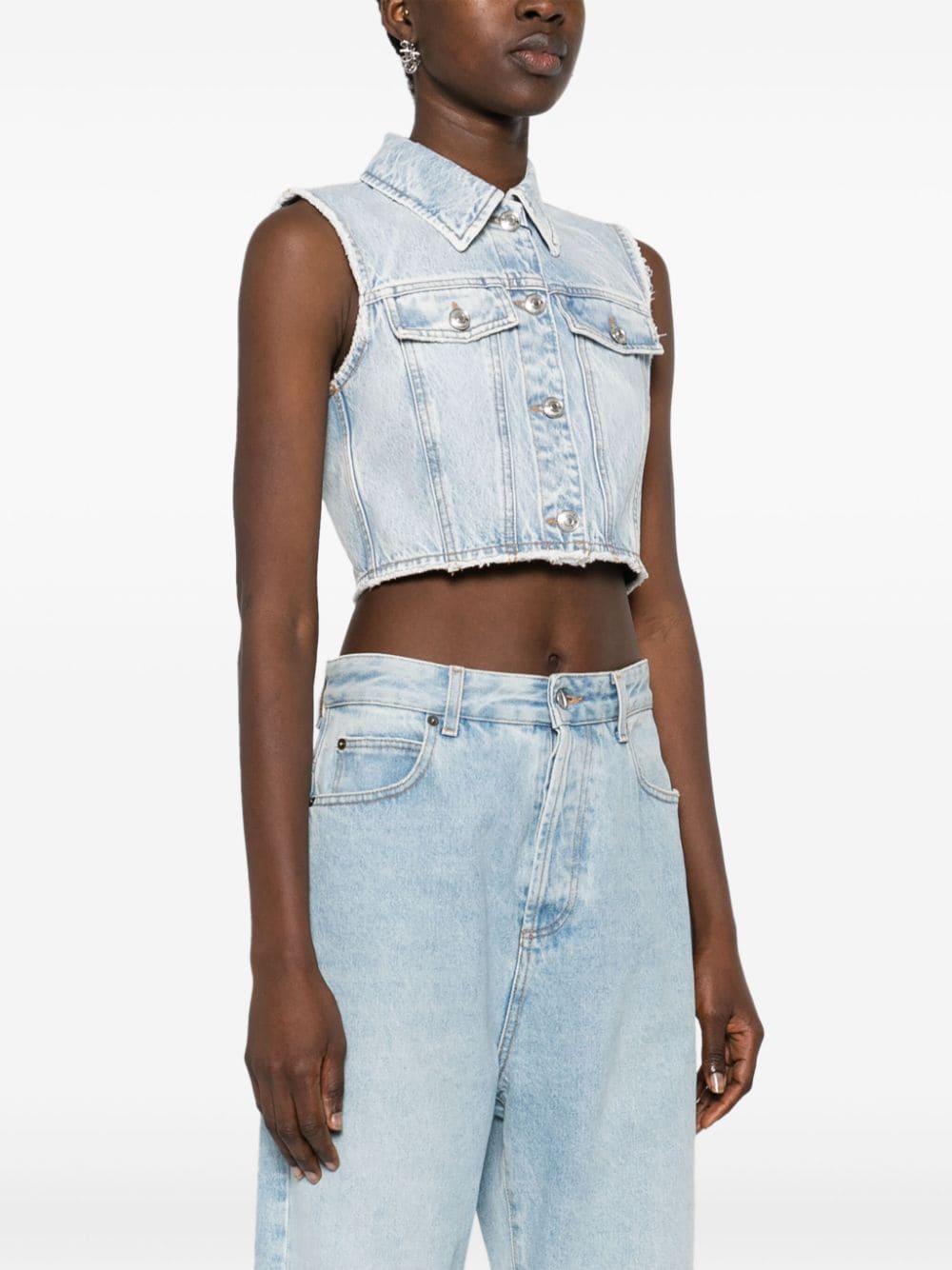 Sportmax SPORTMAX- Denim Cotton Cropped Vest