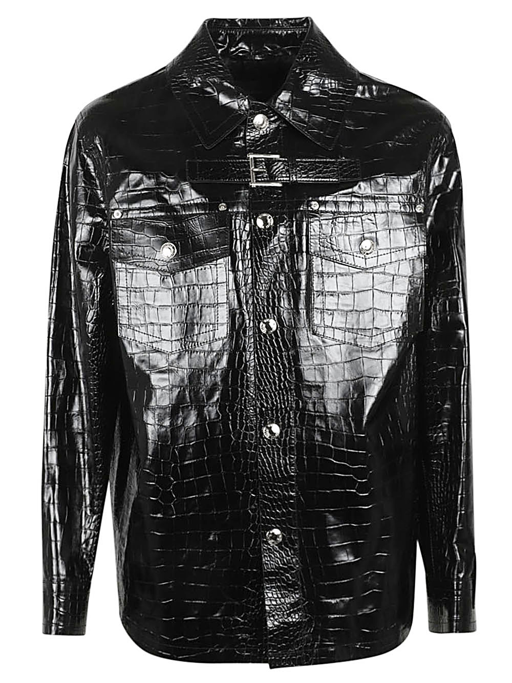 Versace VERSACE- Crocodile Embossed Leather Jacket