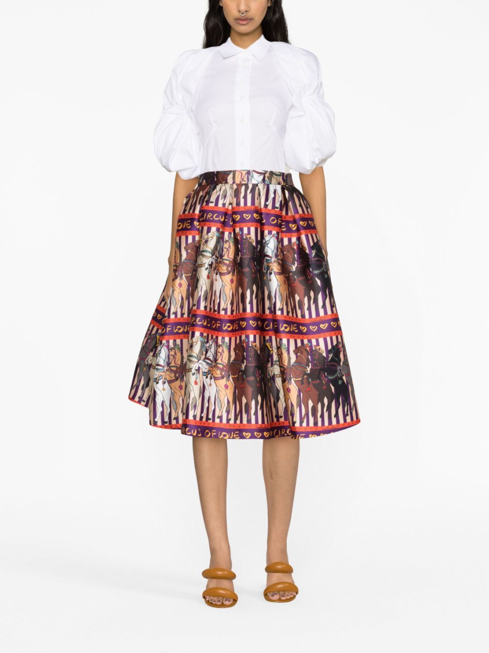 Alessandro Enriquez ALESSANDRO ENRIQUEZ- Horse Print Long Flared Skirt