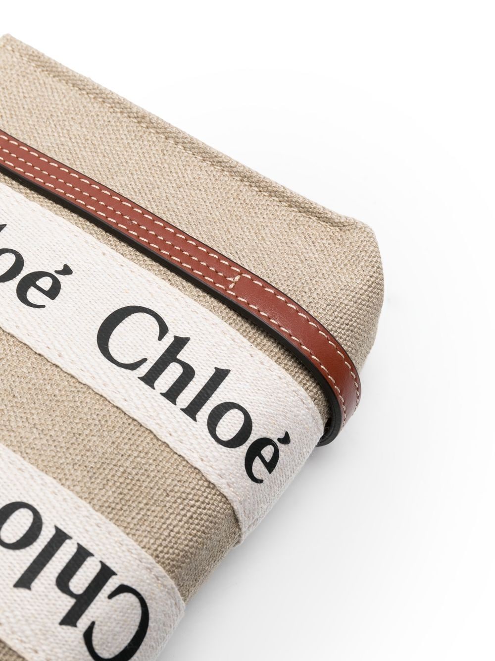 Chloé CHLOÉ- Woody Mini Canvas And Leather Crossbody Bag