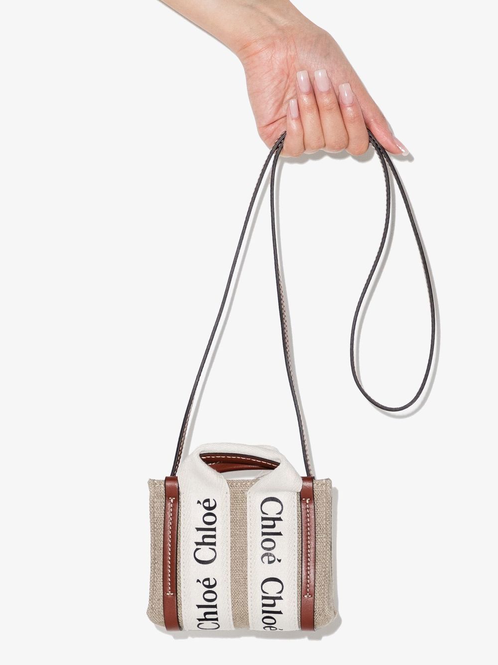 Chloé CHLOÉ- Woody Canvas And Leather Nano Bag