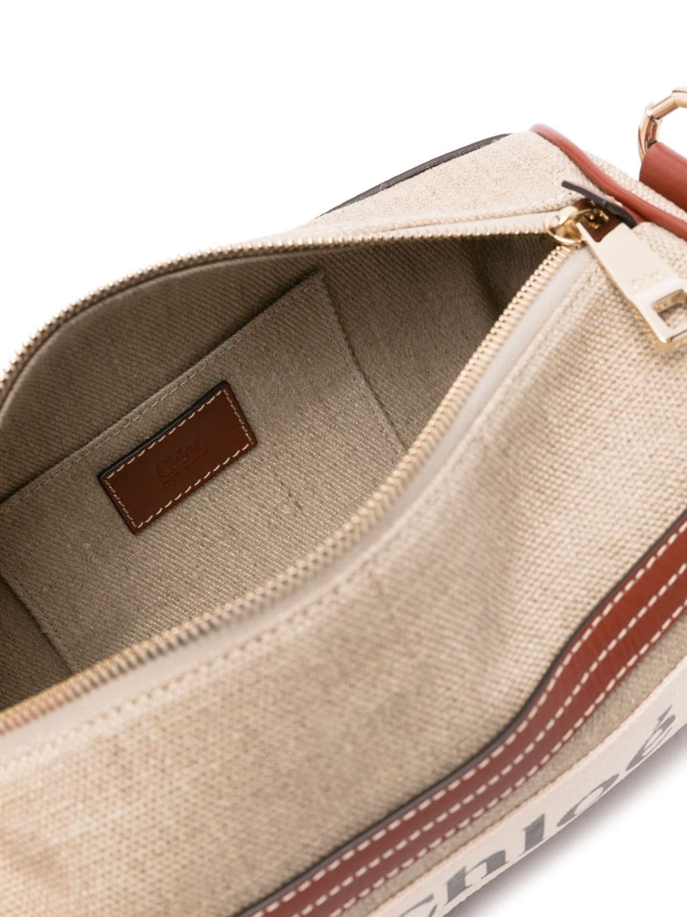 Chloé CHLOÉ- Woody Linen And Leather Shoulder Bag