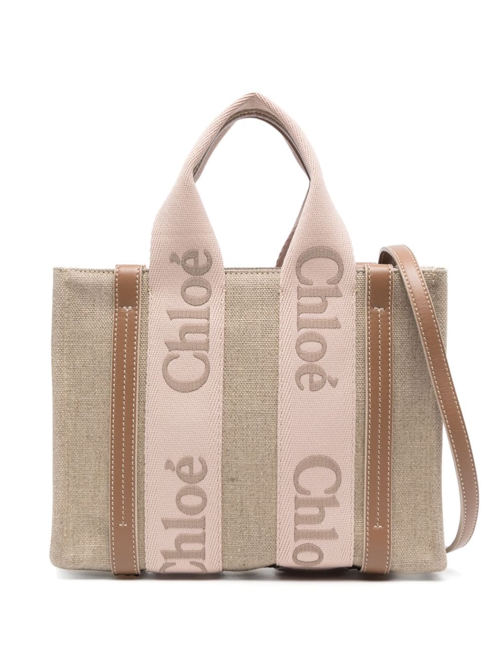 Chloé CHLOÉ- Woody Canvas And Leather Tote Bag