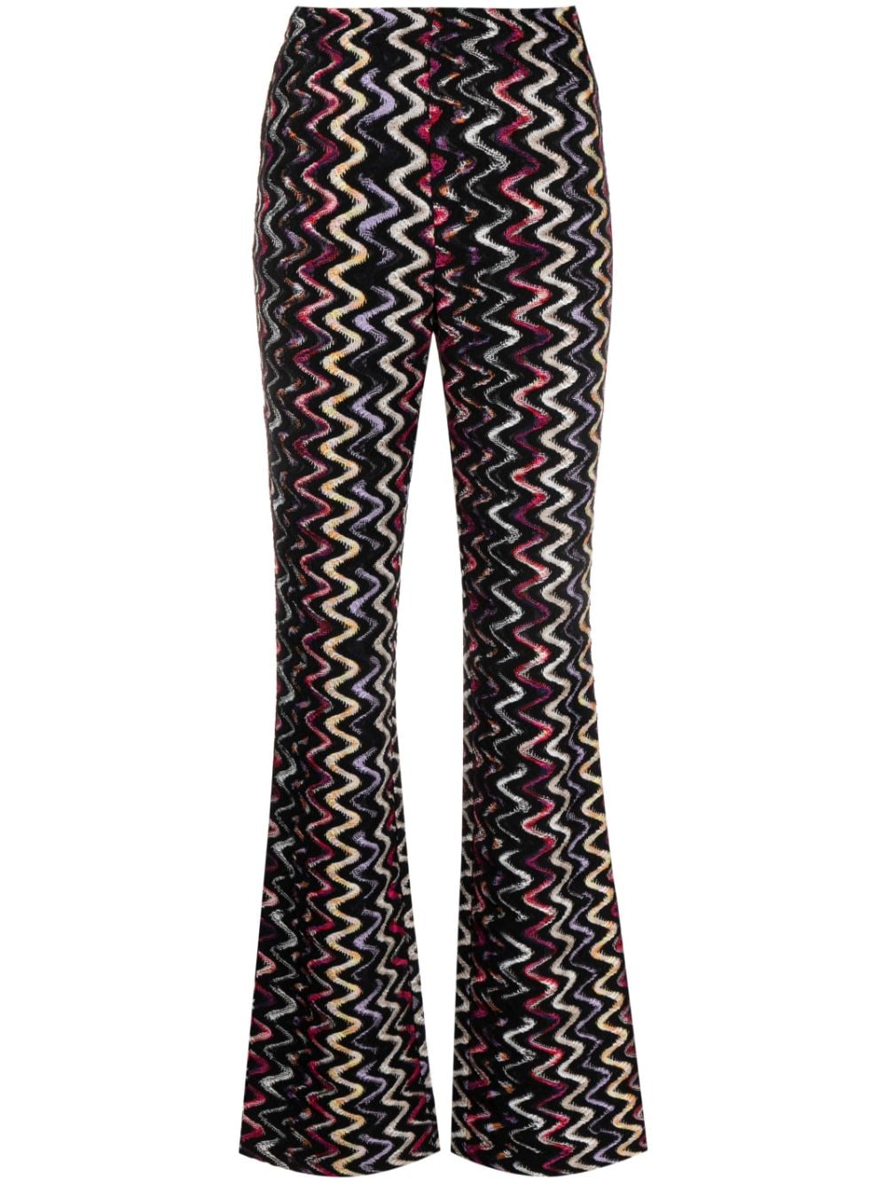 Missoni MISSONI- Zig Zag Pattern Wool Blend Flared Trousers