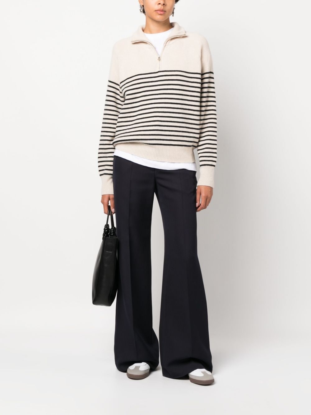 Dunst DUNST- Half Zip Striped Wool Blend Sweater