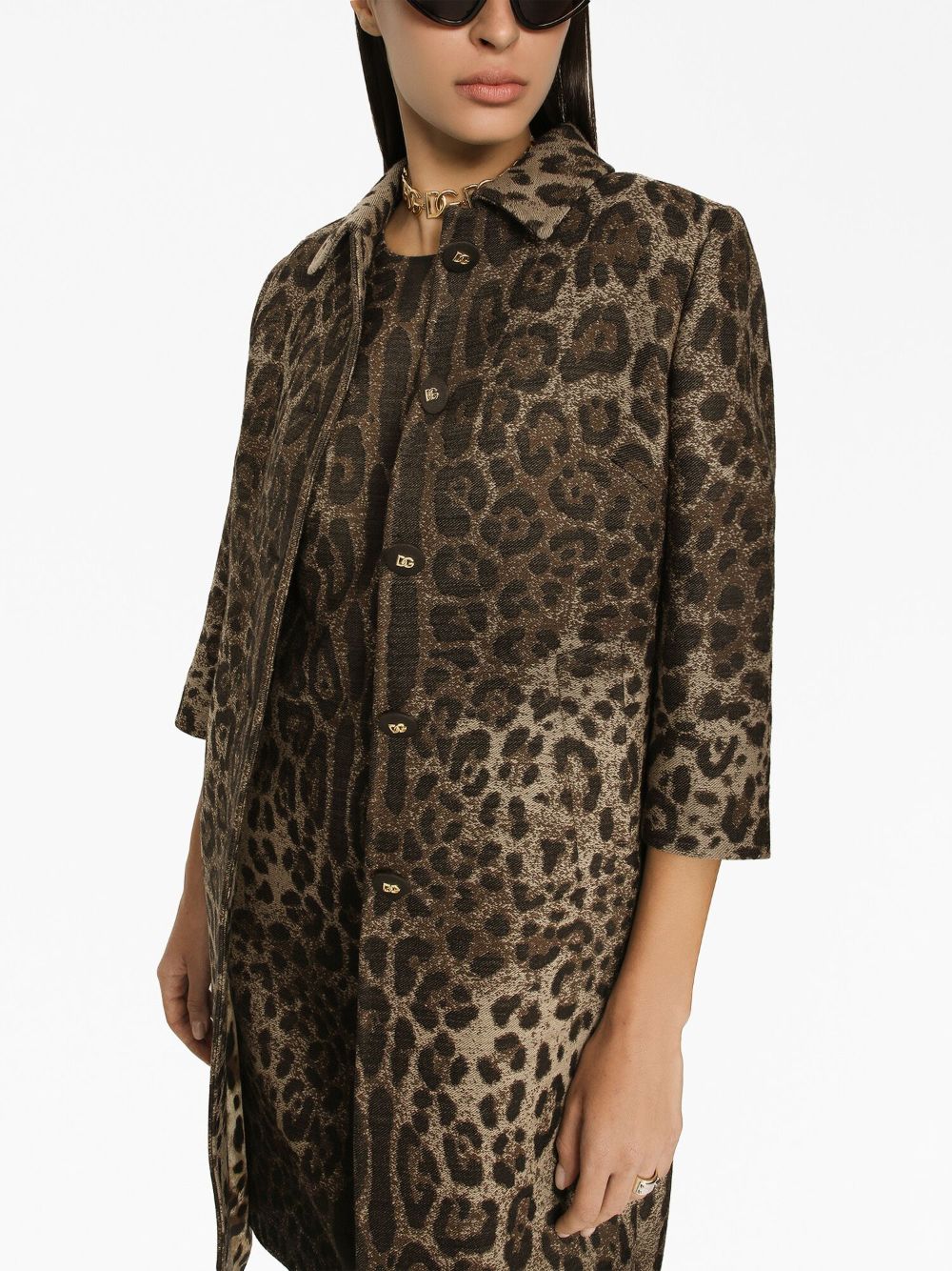 Dolce & Gabbana DOLCE & GABBANA- Leopard Print Wool Chemisier Dress