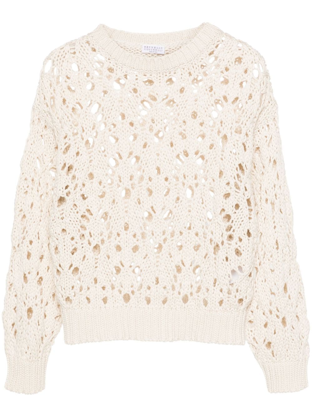 Brunello Cucinelli BRUNELLO CUCINELLI- Openwork Mesh Cotton Sweater