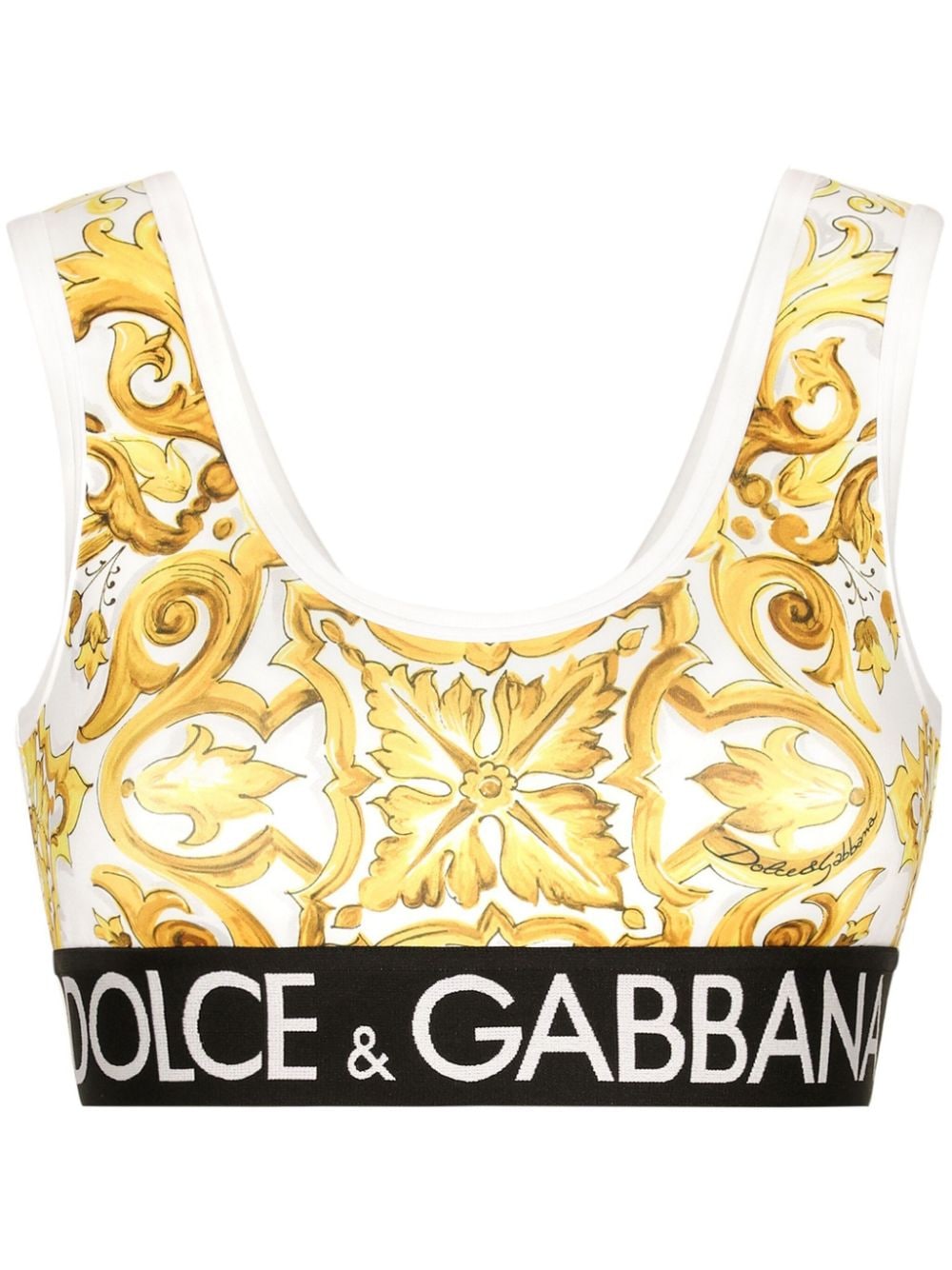 Dolce & Gabbana DOLCE & GABBANA- Maiolica Print Gym Bra