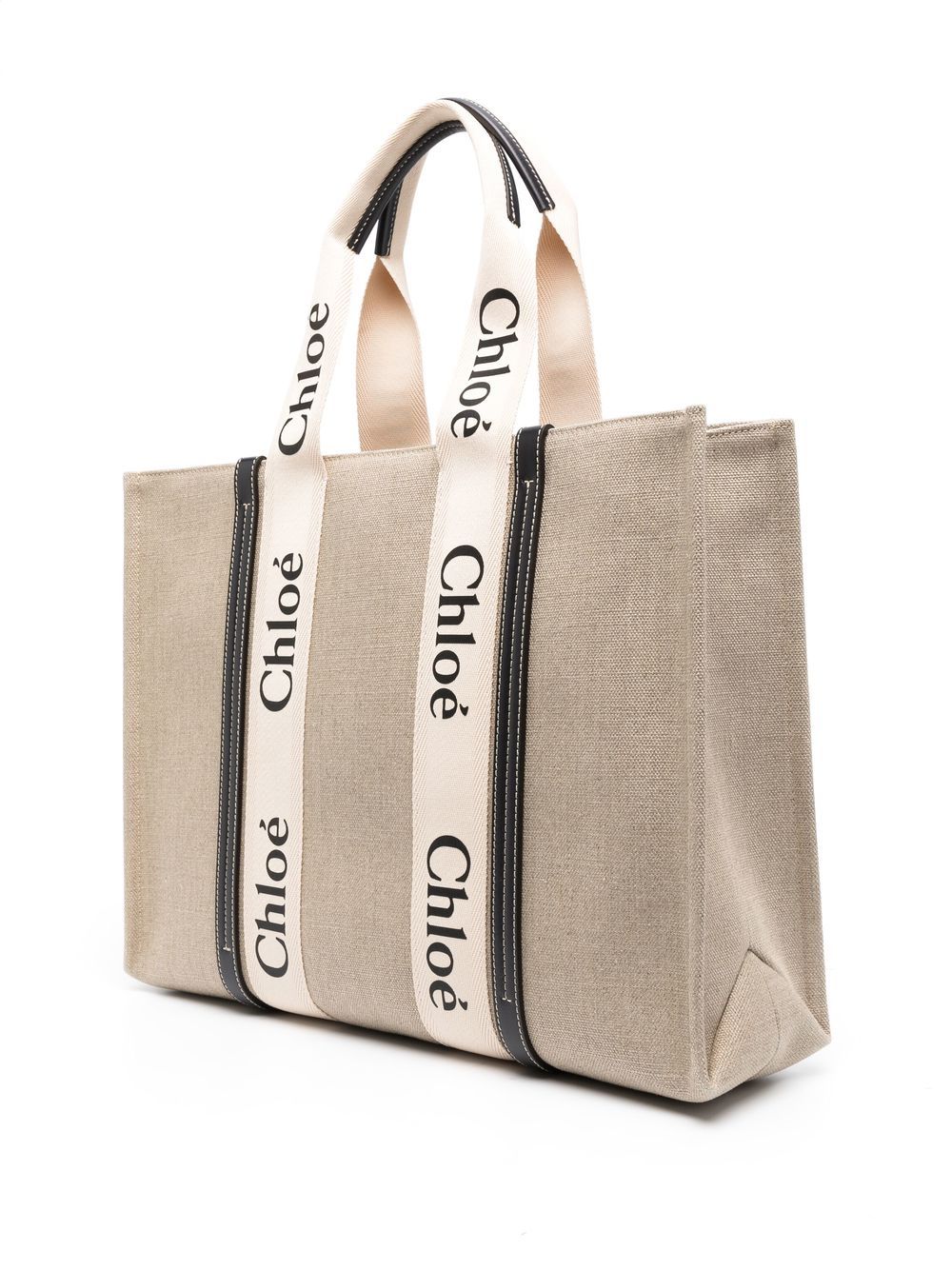 Chloé CHLOÉ- Woody Canvas And Leather Tote Bag