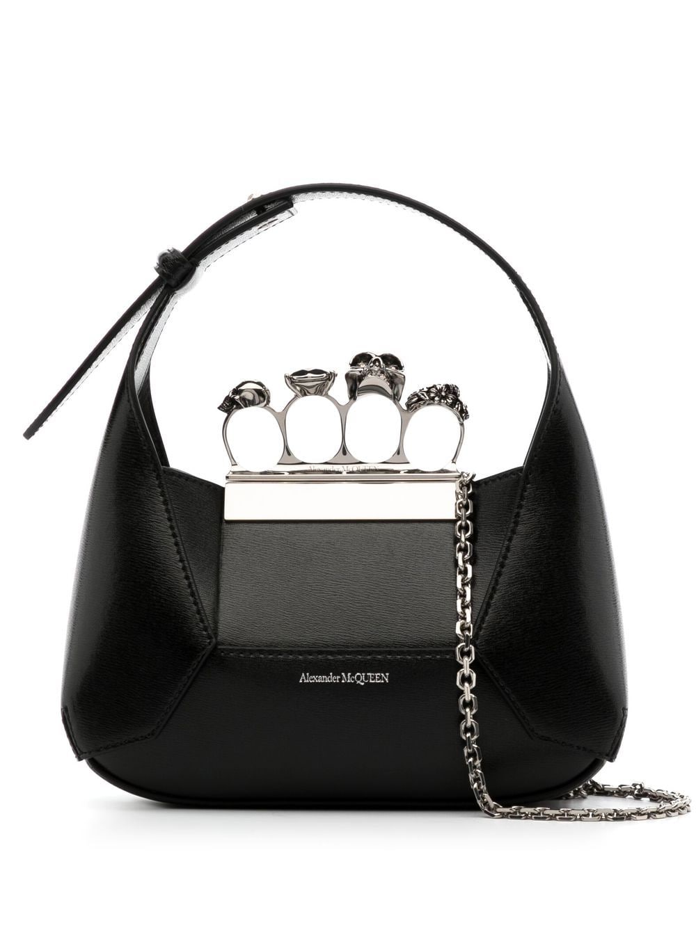 Alexander McQueen ALEXANDER MCQUEEN- Jewelled Hobo Mini Leather Shoulder Bag