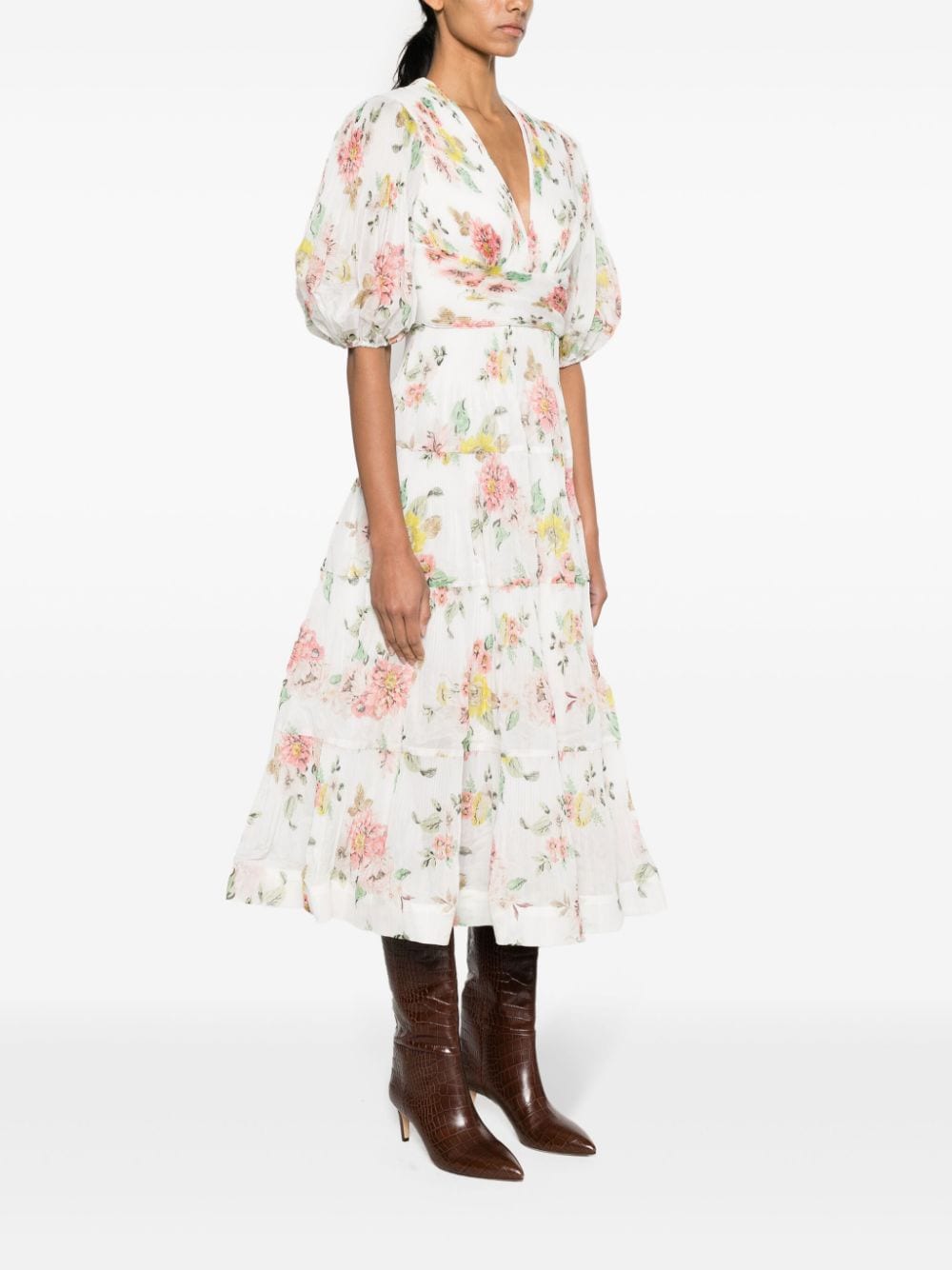 Zimmermann ZIMMERMANN- Floral Print Pleated Midi Dress