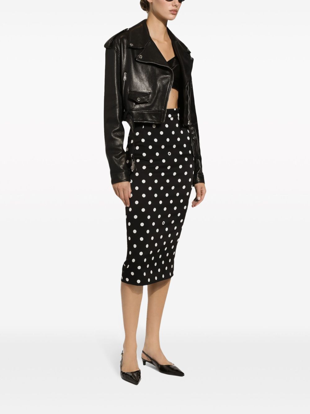 Dolce & Gabbana DOLCE & GABBANA- Dots Print Silk Skirt