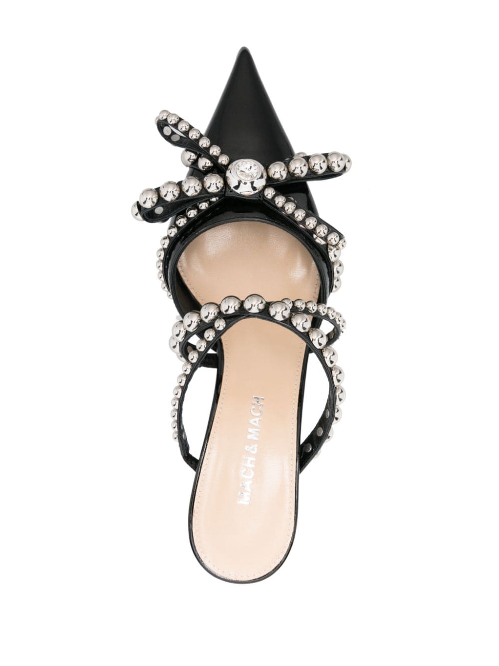 Mach & Mach MACH & MACH- Crystal Studs Patent Leather Mules