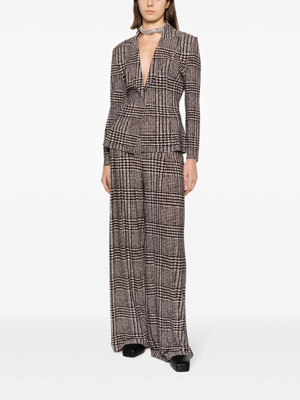 Norma Kamali NORMA KAMALI- High Waisted Checked Trousers