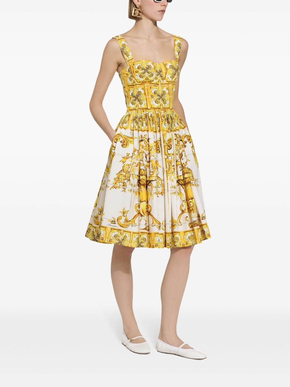 Dolce & Gabbana DOLCE & GABBANA- Maiolica Print Midi Dress