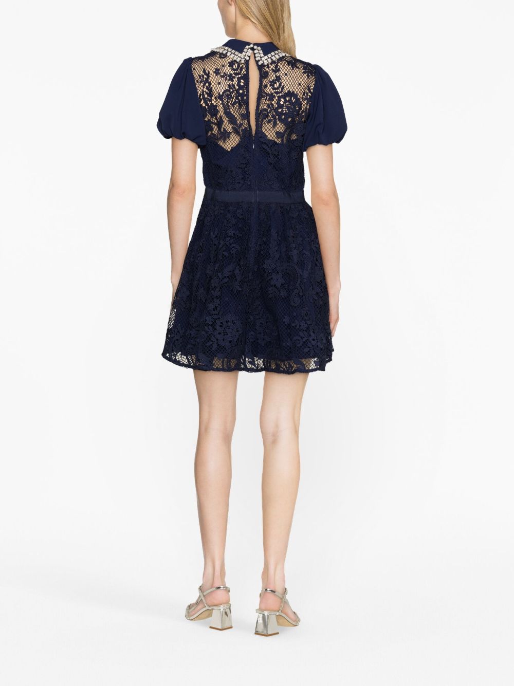  SELF PORTRAIT- Lace Diamante Collar Mini Dress