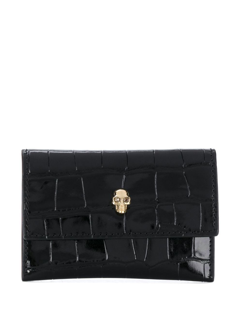 Alexander McQueen ALEXANDER MCQUEEN- Skull Embossed Croc Leather Card Holder