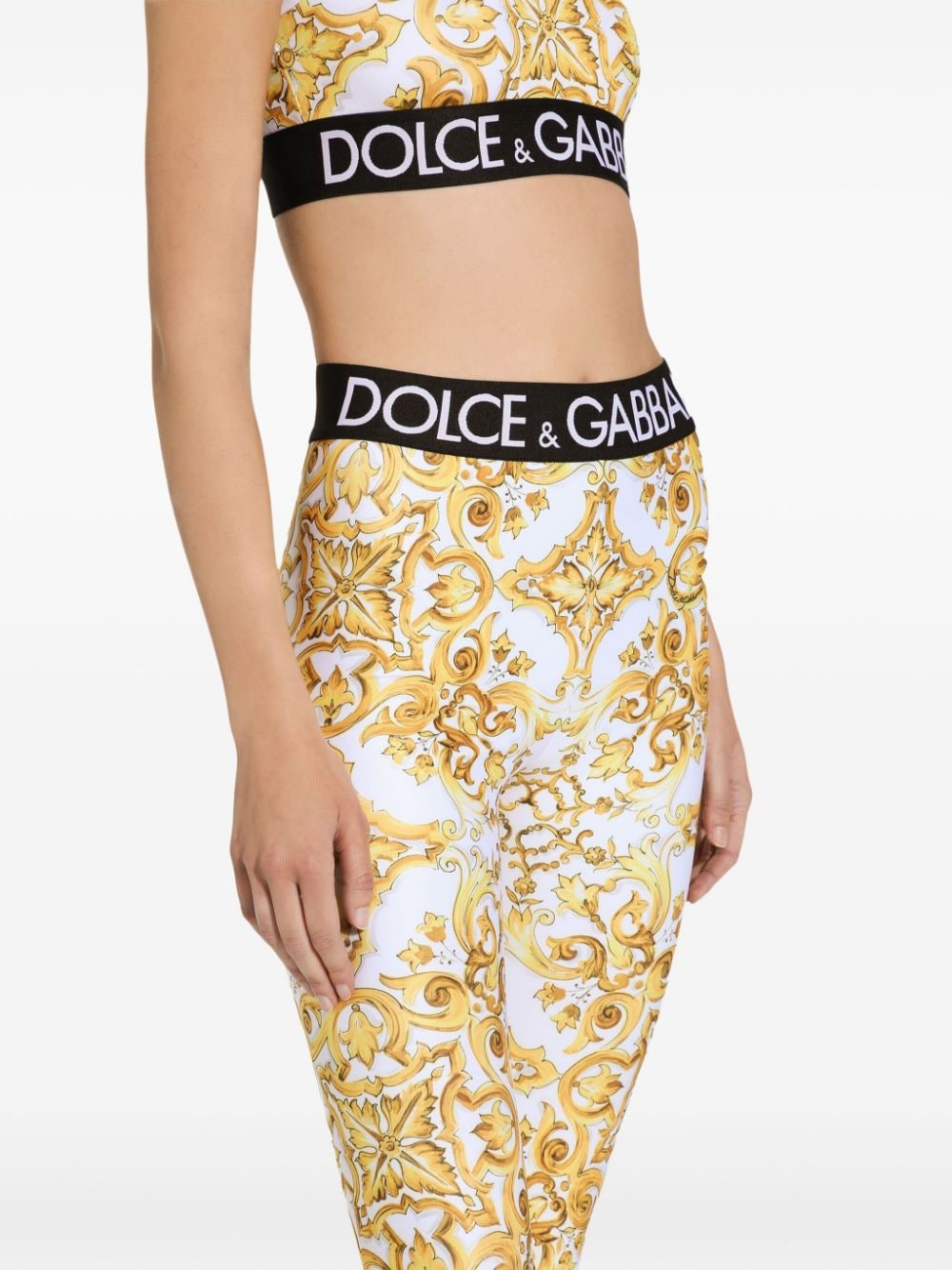 Dolce & Gabbana DOLCE & GABBANA- Maiolica Print Nylon Leggings