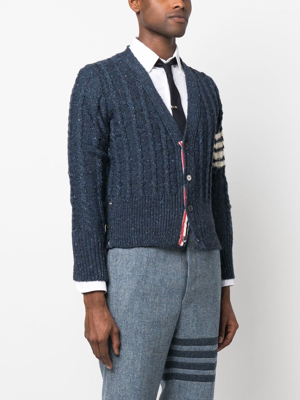 Thom Browne THOM BROWNE- 4-bar Cable Knit Wool Cardigan