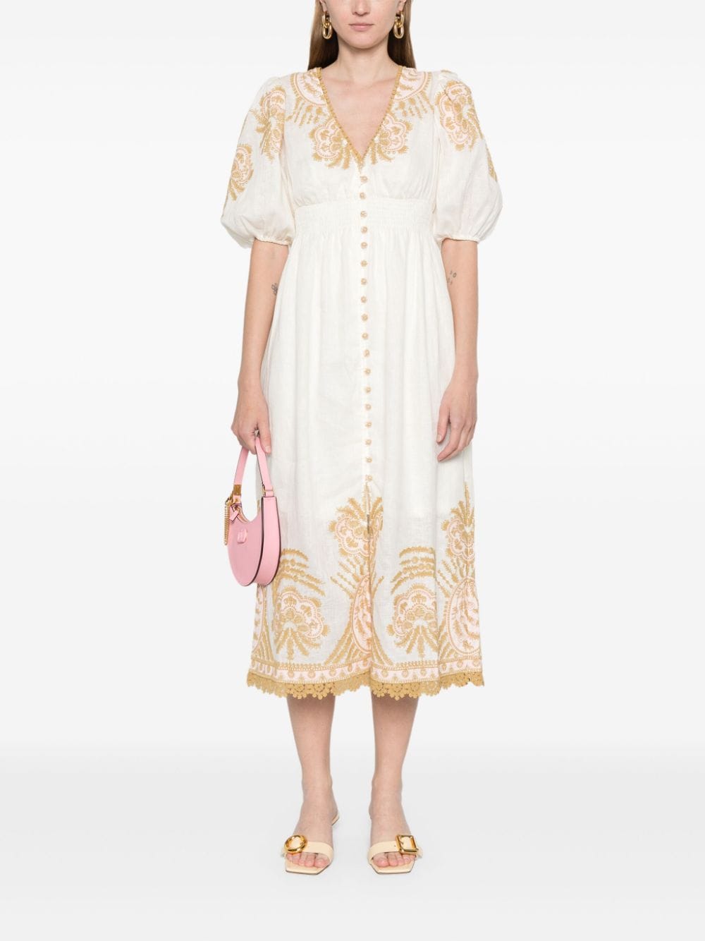 Zimmermann ZIMMERMANN- Embroidered Linen Midi Dress