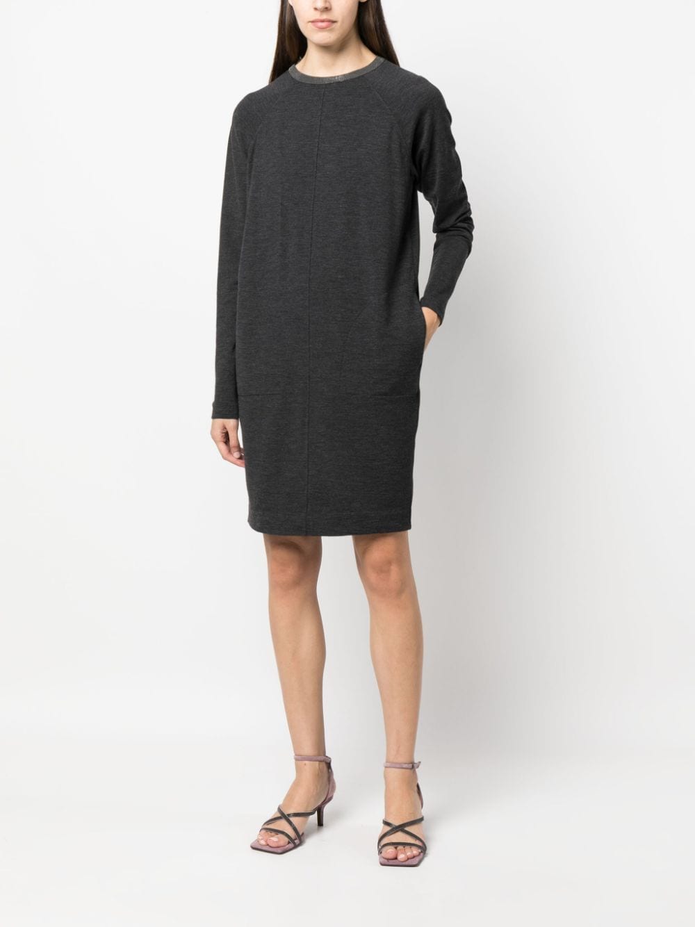 Brunello Cucinelli BRUNELLO CUCINELLI- Wool Dress With Precious Neckline