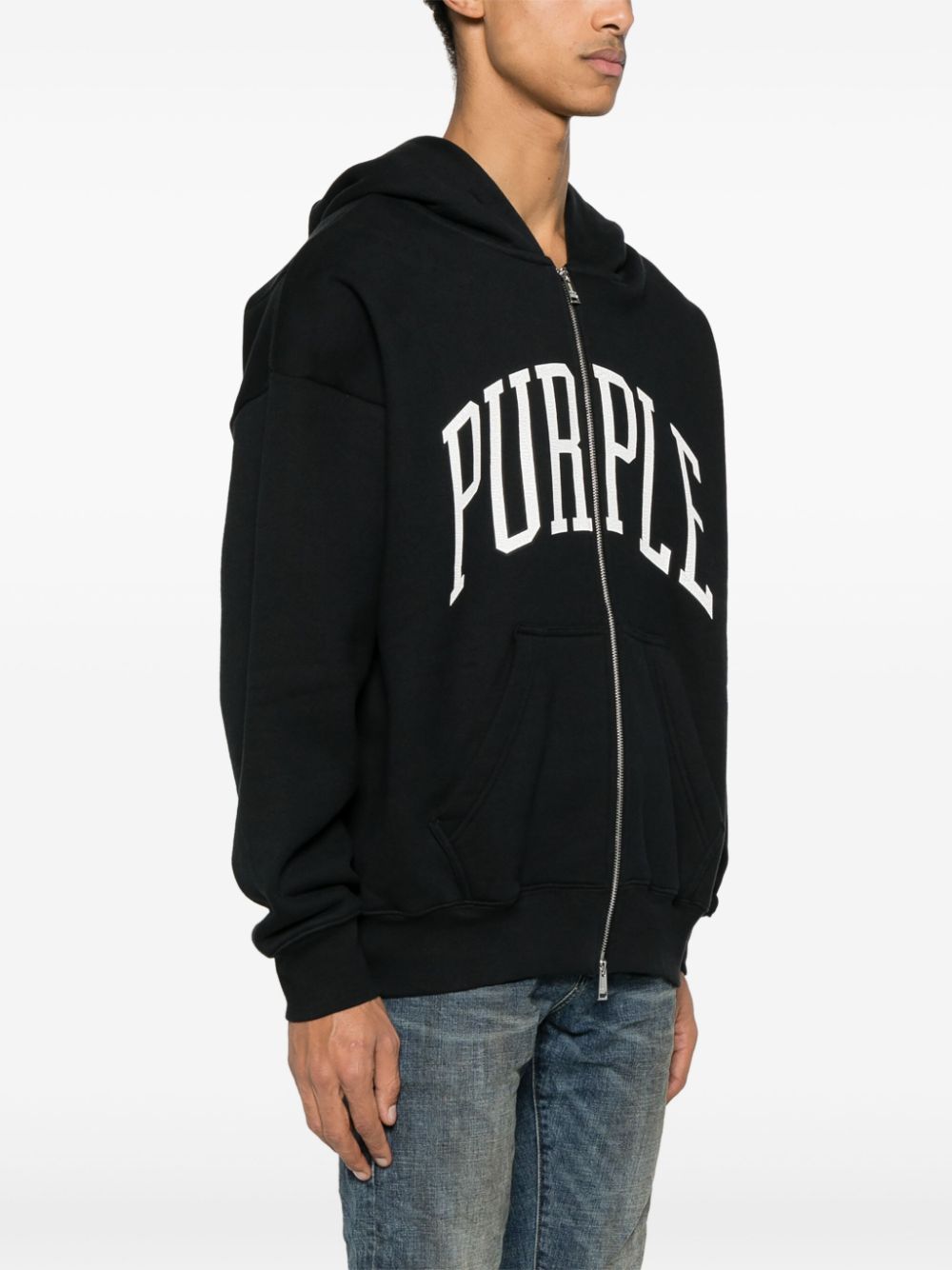 Purple Brand PURPLE BRAND- Logo Cotton Full Zip Hoodie
