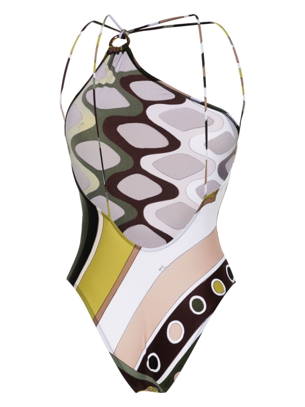 pucci PUCCI- Printed Lycra One-shoulder Swimsuit