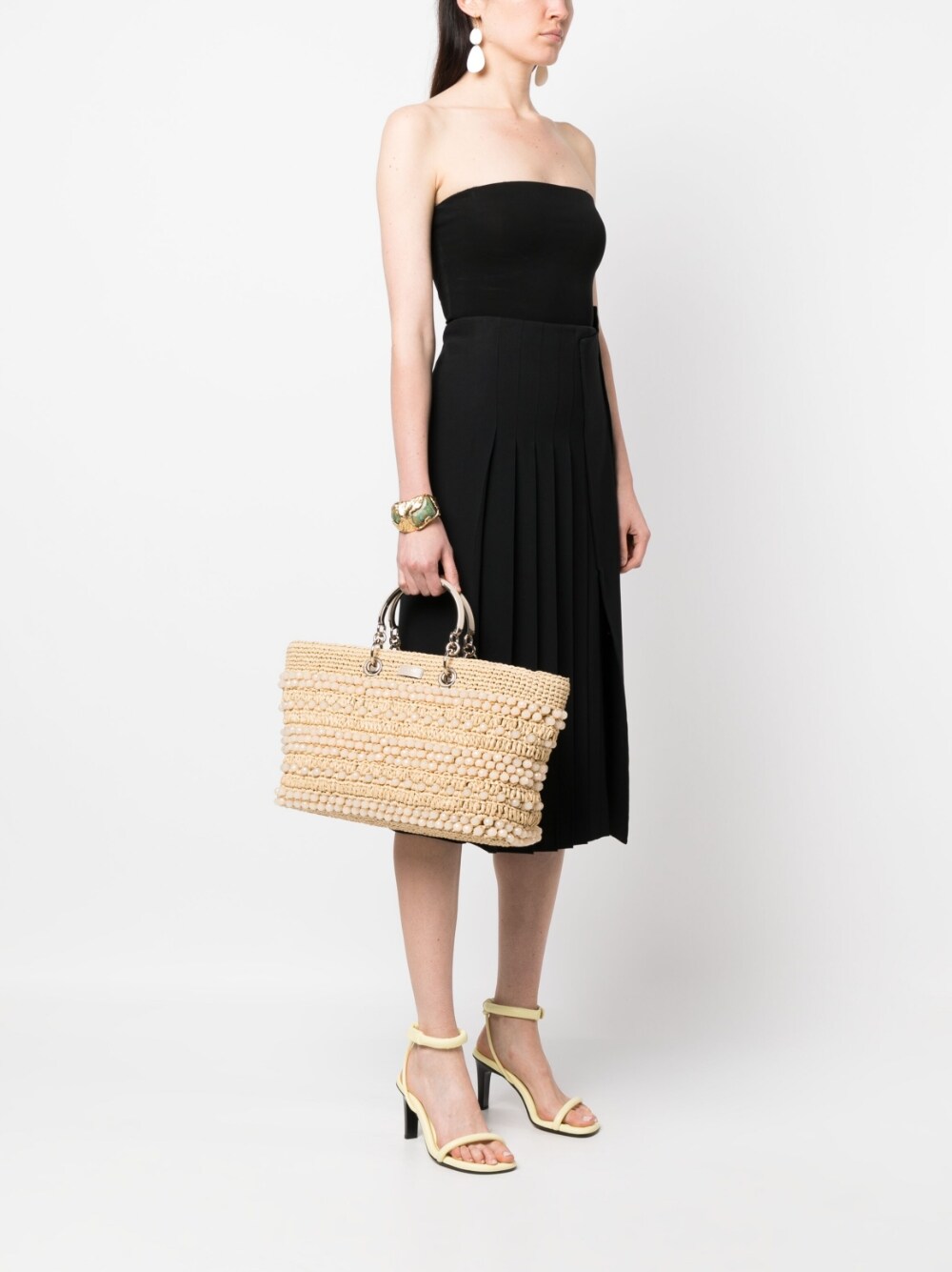 Jimmy Choo JIMMY CHOO- Bon Bon Beaded Raffia Tote Bag