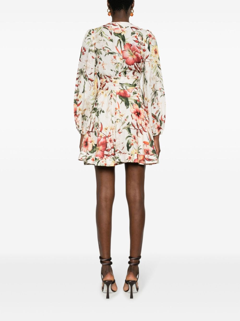 Zimmermann ZIMMERMANN- Floral Print Linen Wrap Mini Dress