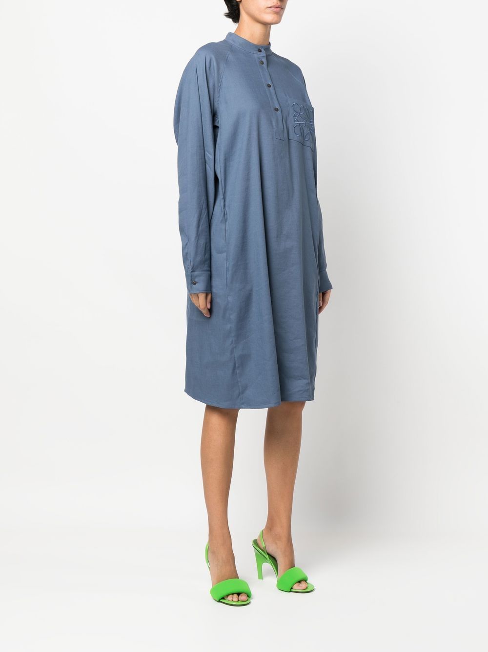 Loewe LOEWE- Anagram Linen Blend Silk Tunic Dress