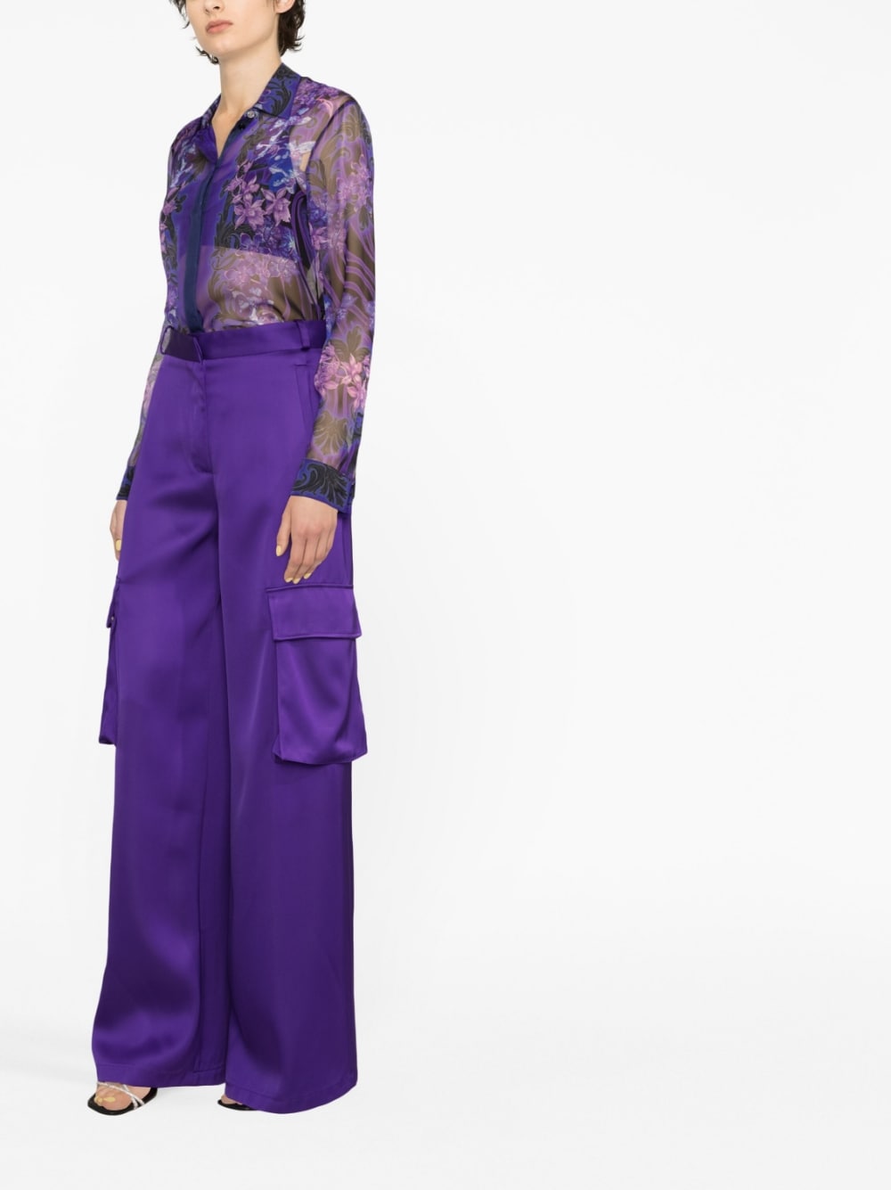 Versace VERSACE- Wide-leg Cargo Viscose Trousers