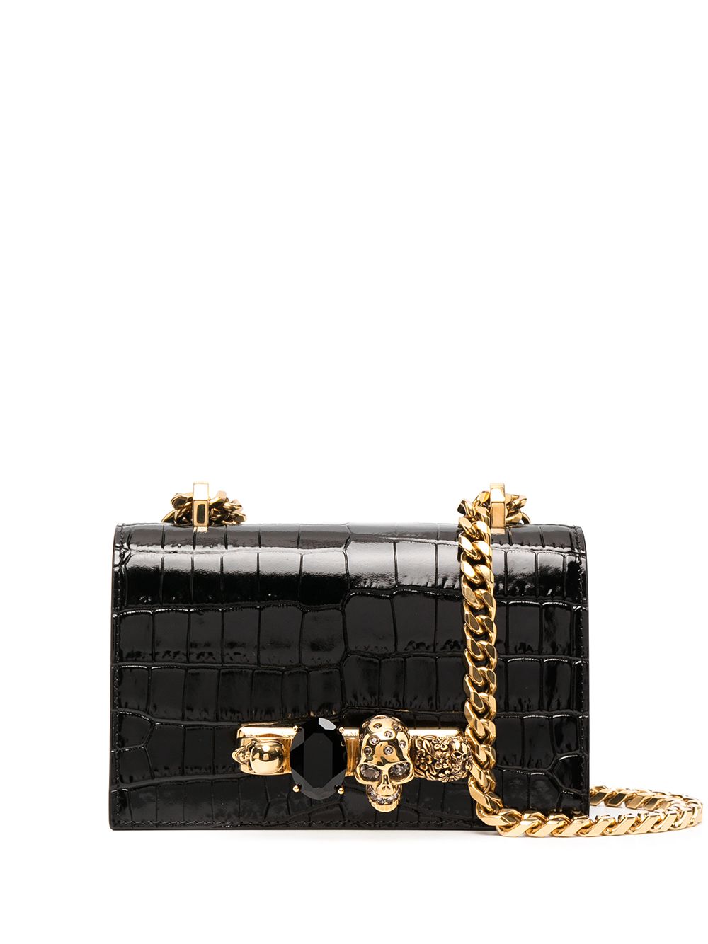 Alexander McQueen ALEXANDER MCQUEEN- Jewelled Satchel Leather Crossbody Bag