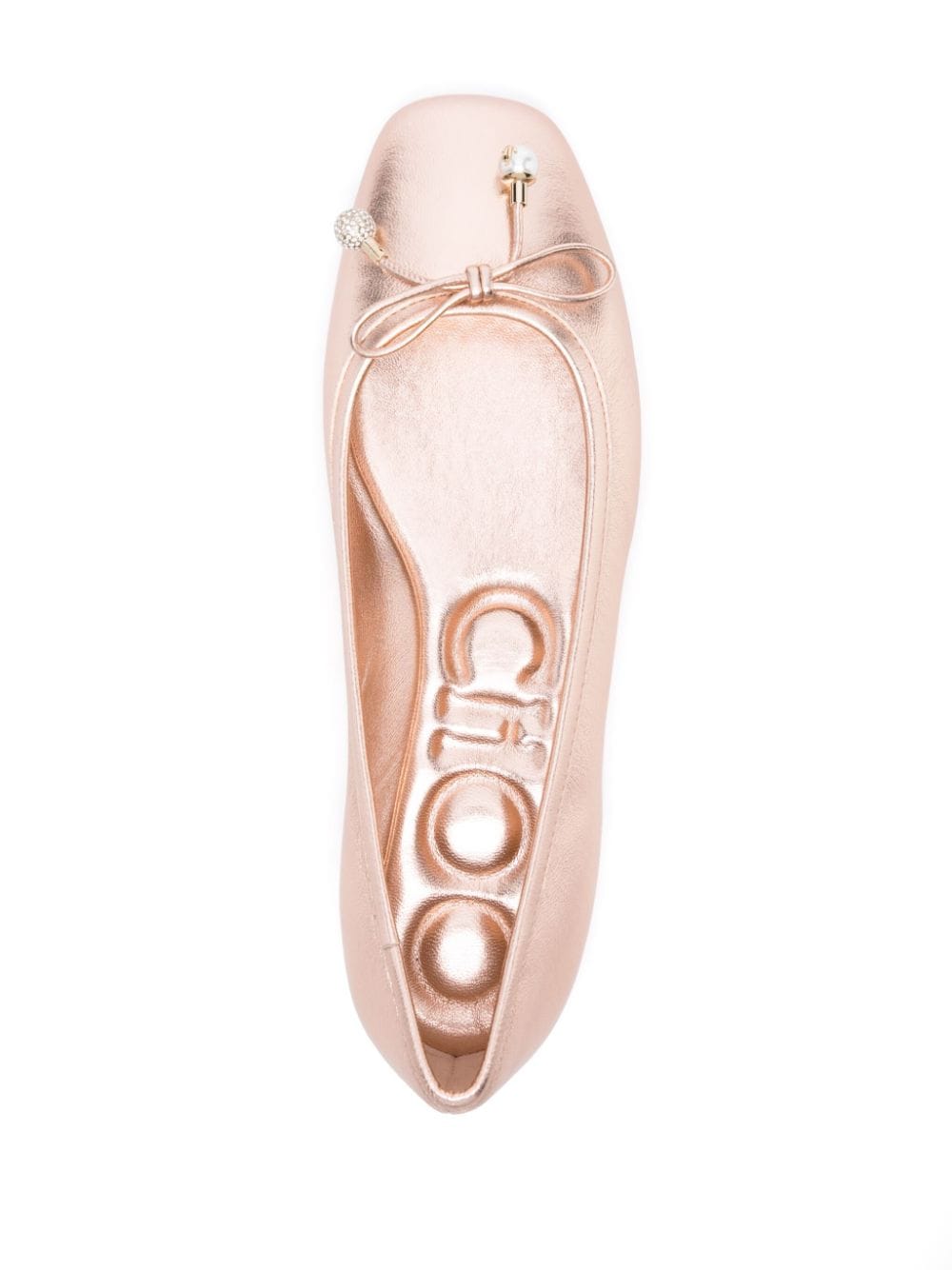 Jimmy Choo JIMMY CHOO- Elme Flat Metallic Leather Ballet Flats