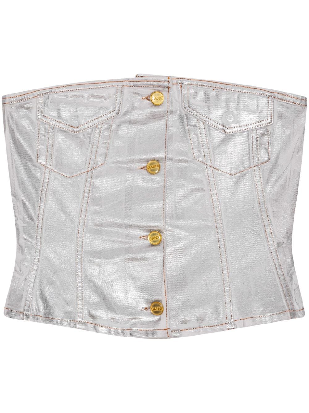 Ganni GANNI- Organic Cotton Denim Corset