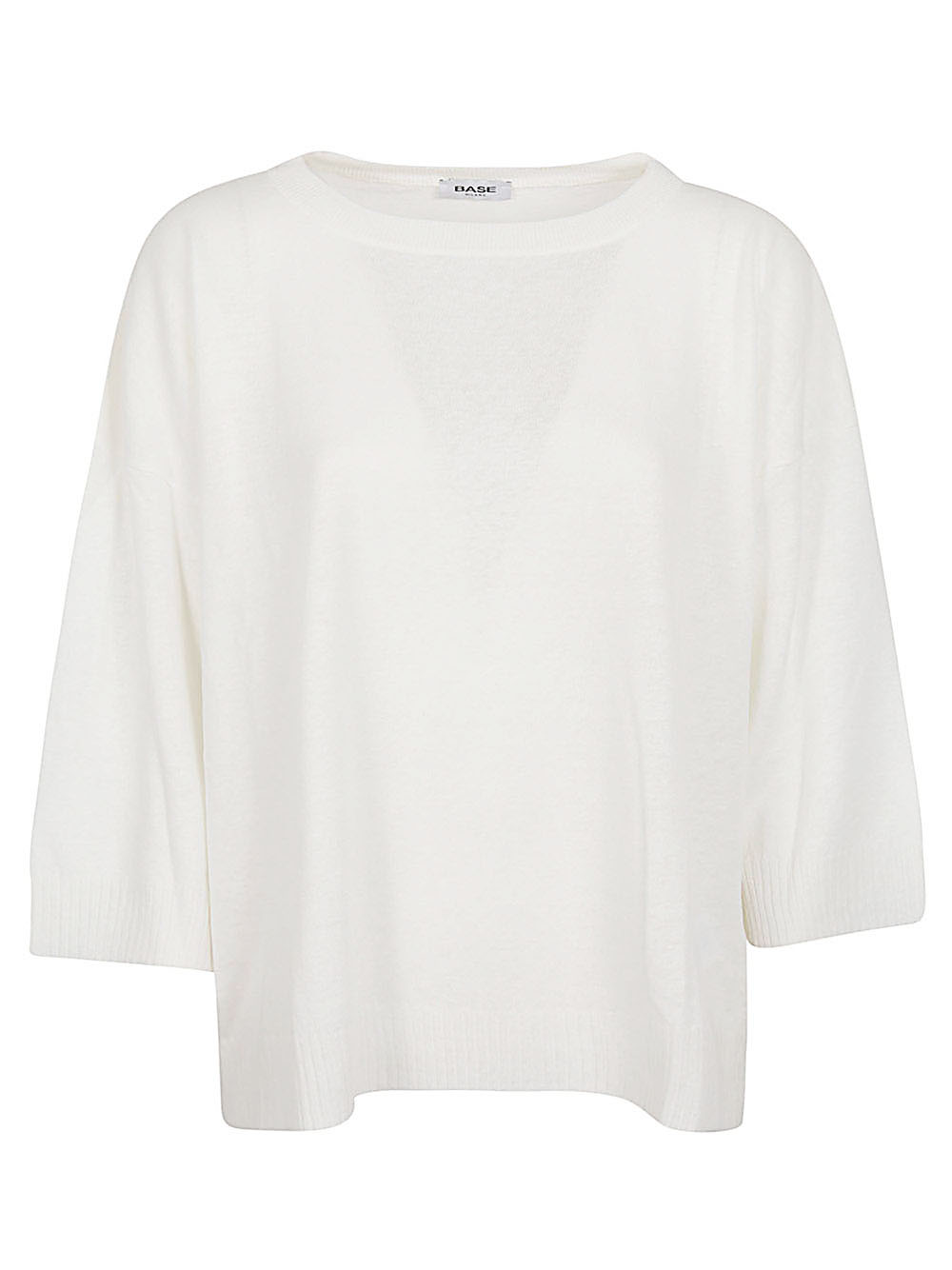 Base BASE- Linen And Cotton Blend Boat Neck Sweater