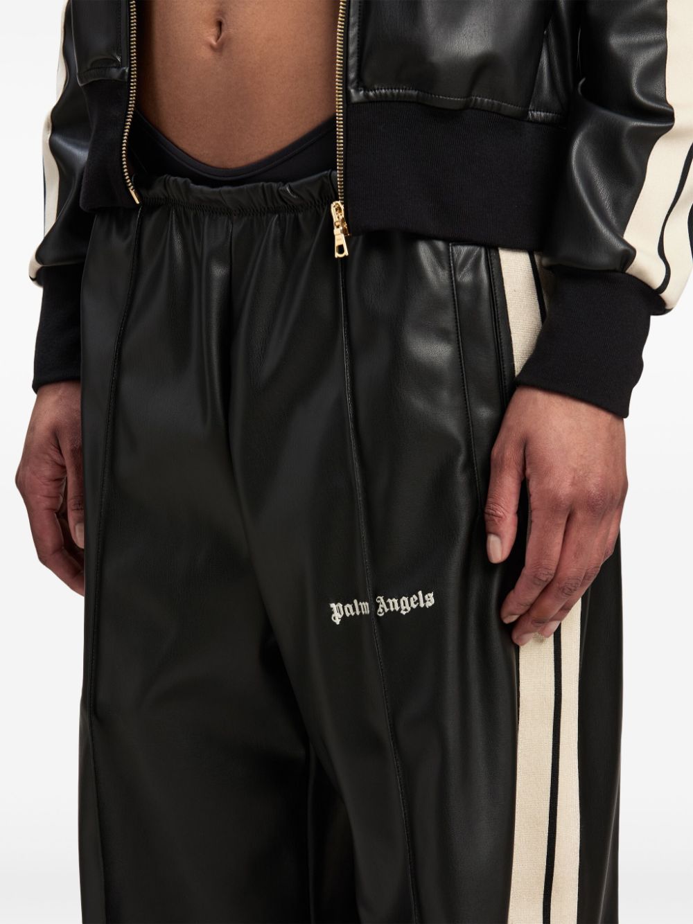 PALM ANGELS PALM ANGELS- Logo Leather Effect Track Pants