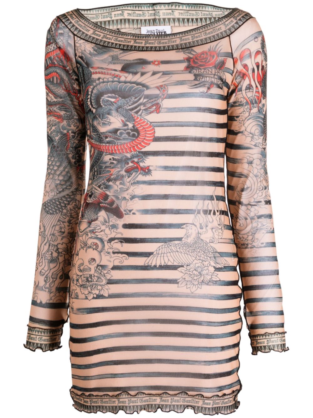 Jean Paul Gaultier JEAN PAUL GAULTIER- Tattoo Print Short Dress